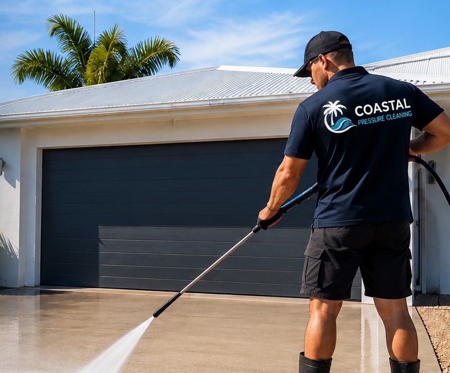 Coast Pressure Cleaning restoring dirty concrete surfaces in Hervey Bay